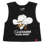 The Savage Crop Tank with the slogan Dirty Hands Clean Monday