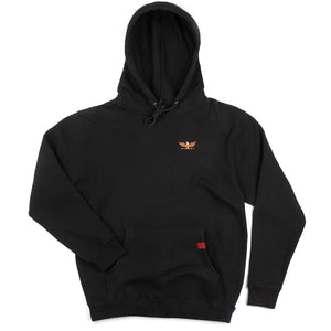 Front image of the black Rosie hoodie