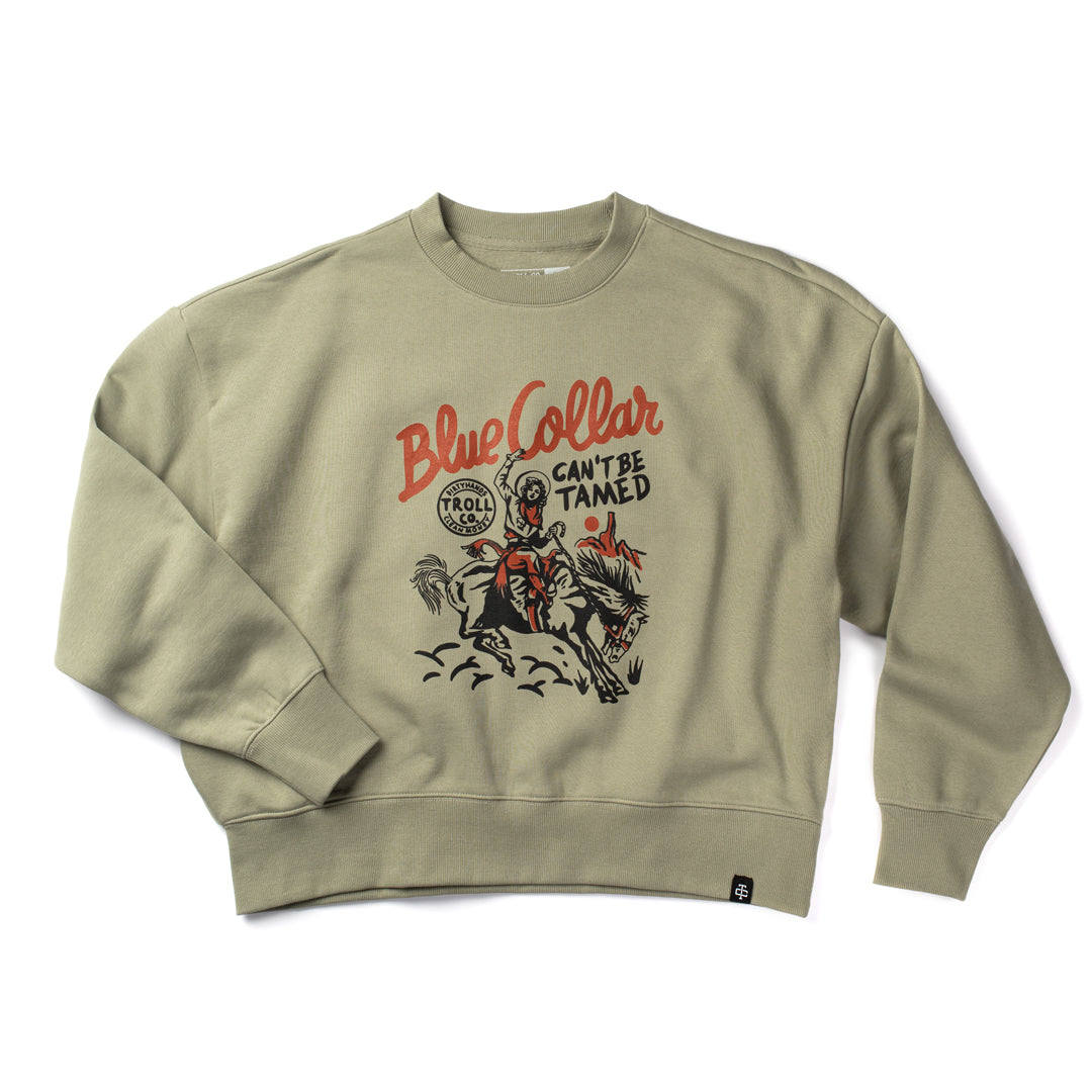 Troll Co. Can't Be Tamed Crewneck in Eucalyptus
