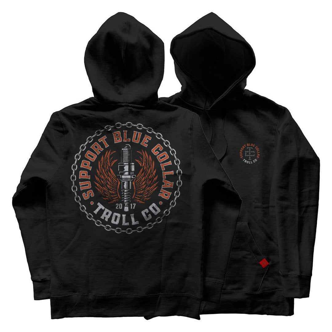 Troll Co Chain Support Hoodie in Black