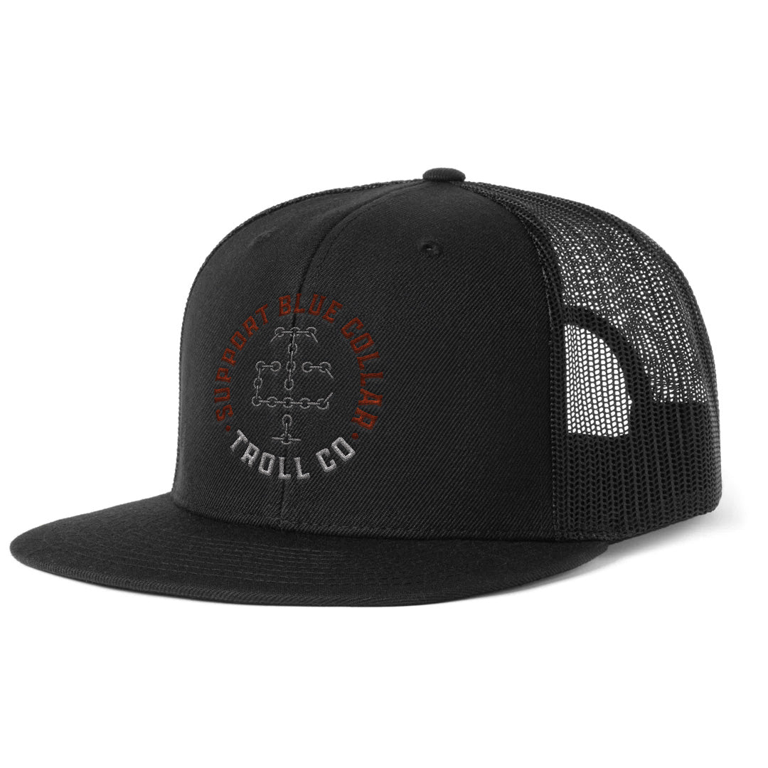 Chain Support Meshback Hat in Black