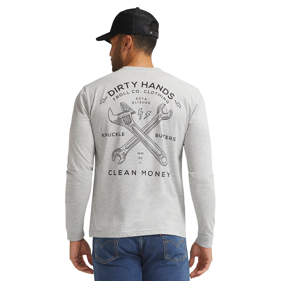 Men's DHCM Twisting Wrenches Long Sleeve T-Shirt - Gray Heather