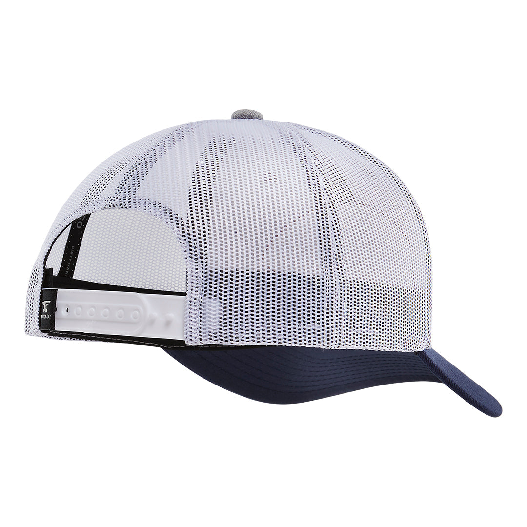 DHCM Patch Curved Brim Trucker | Color: Gray Heather Navy