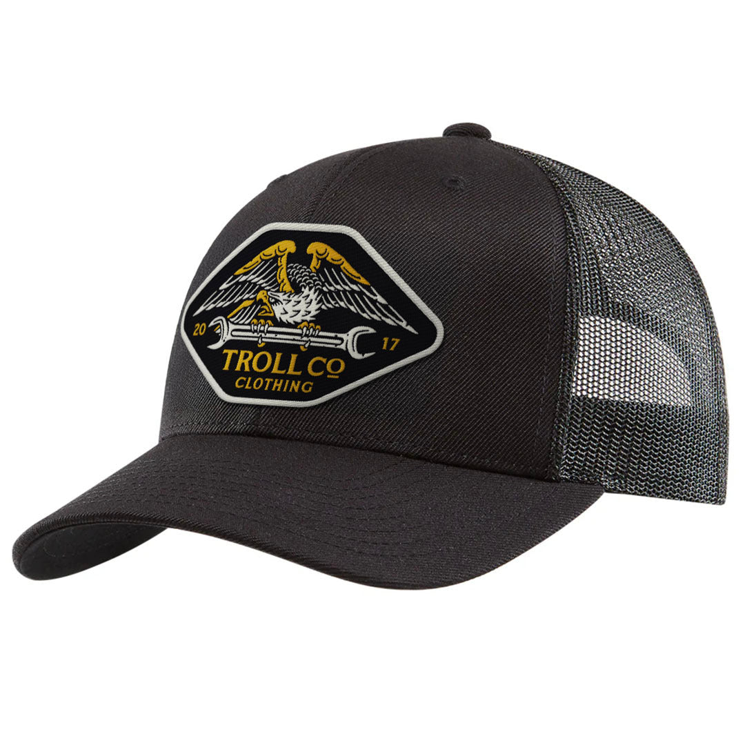 DHCM Wing Spanner Curved Brim Trucker | Color: Black