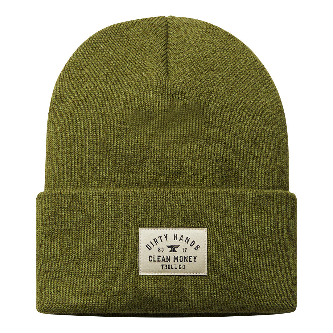 DHCM Woven Label Beanie | Color: Military Green