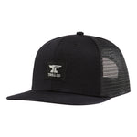 Anvil Woven Label Flat Brim Trucker Hat - Black Black