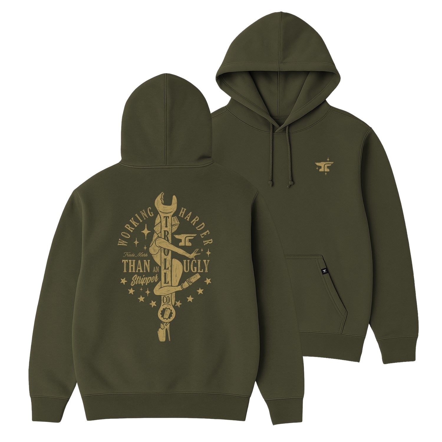 Men's Working Wrench Hoodie | Color: Military Green
