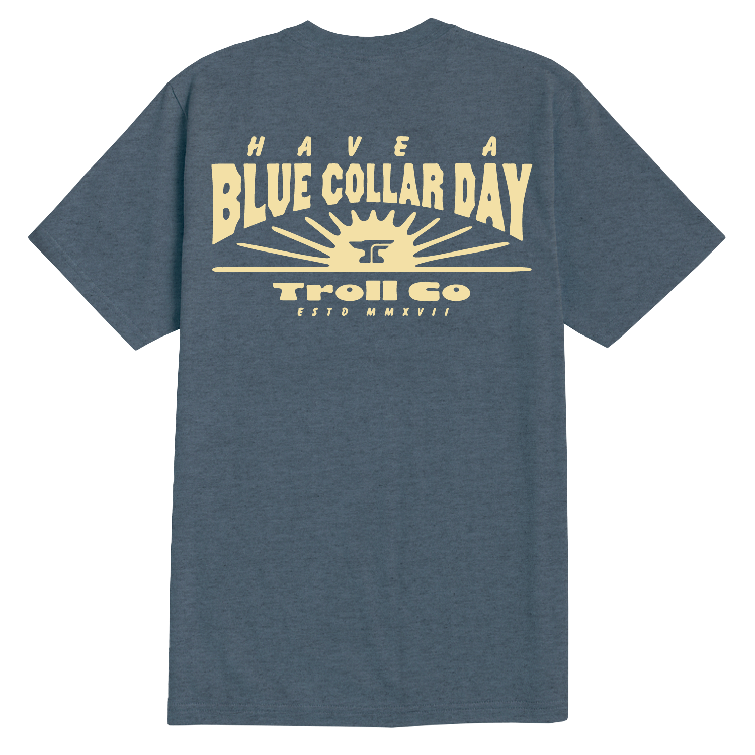 Men's Blue Collar Sun T-Shirt - Color: Slate Blue Heather