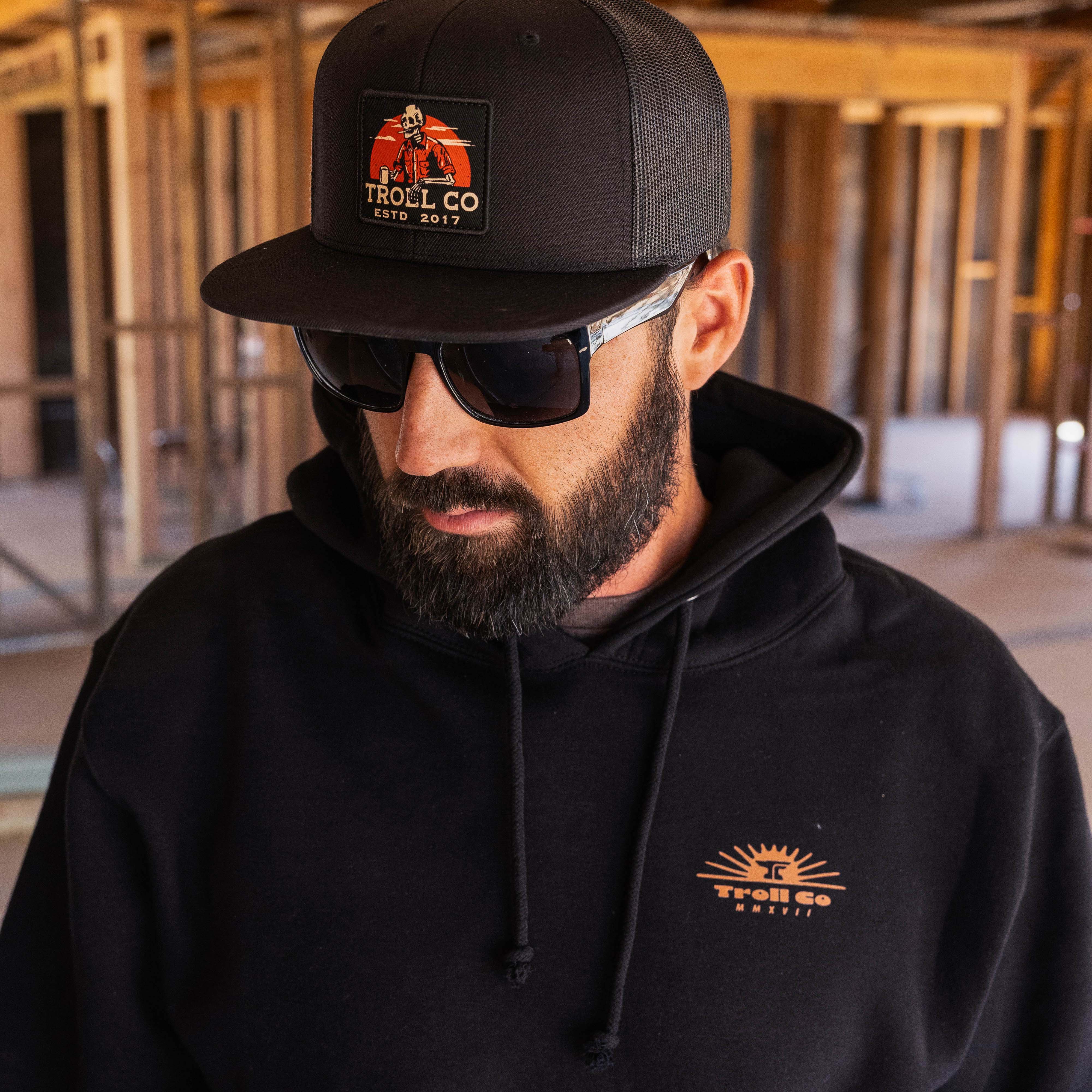 Men's Blue Collar Sun Hoodie | Color: Black