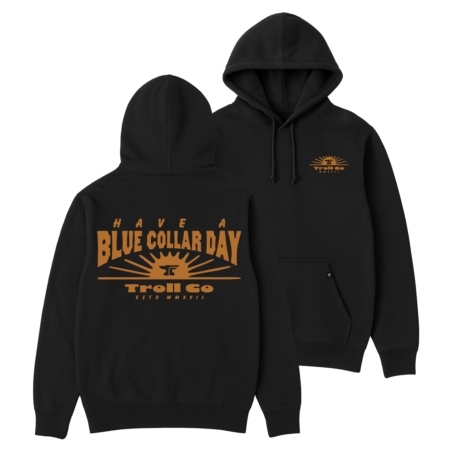 Men's Blue Collar Sun Hoodie - Color: Black