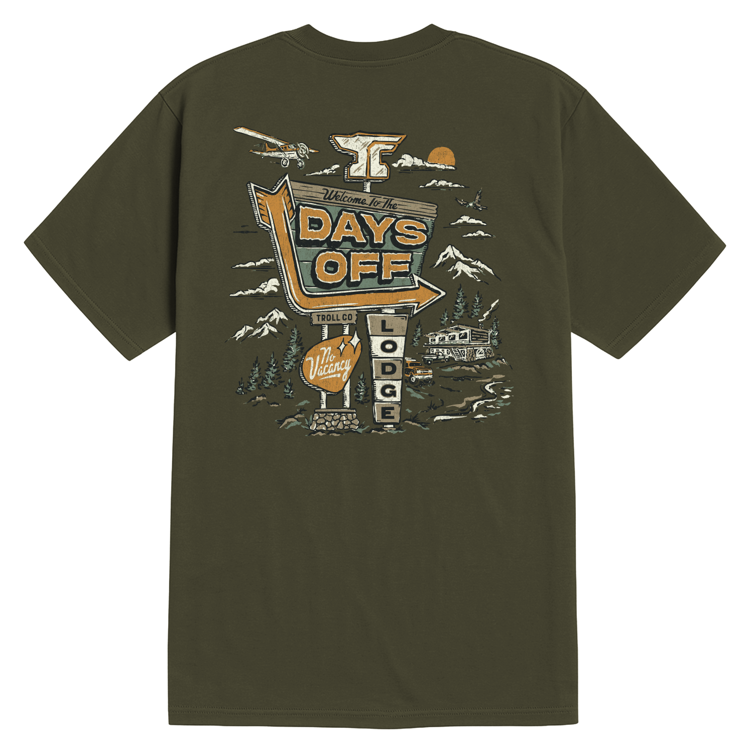 Men's Days Off Lodge T-Shirt - Color: Military Green