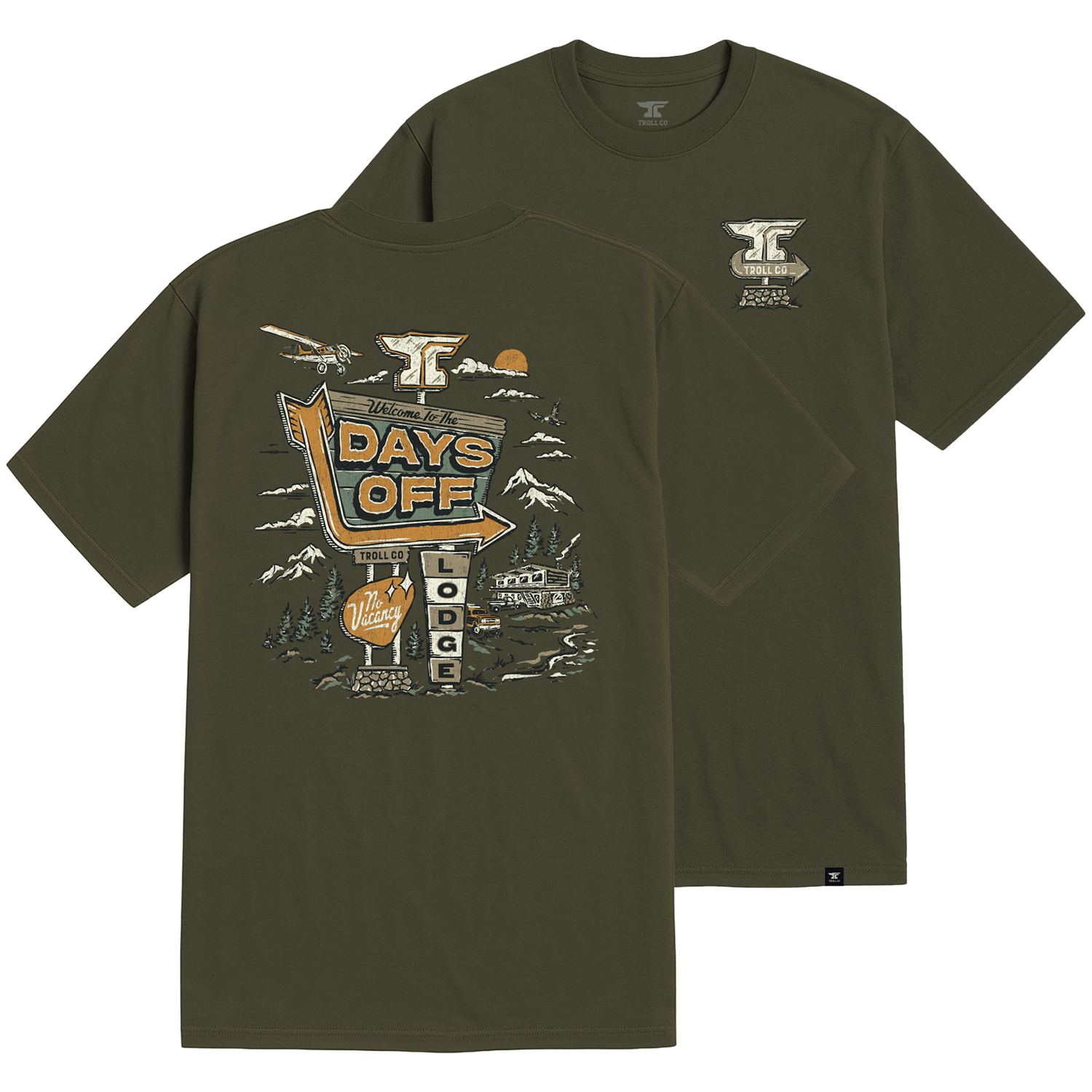 Men's Days Off Lodge T-Shirt - Color: Military Green