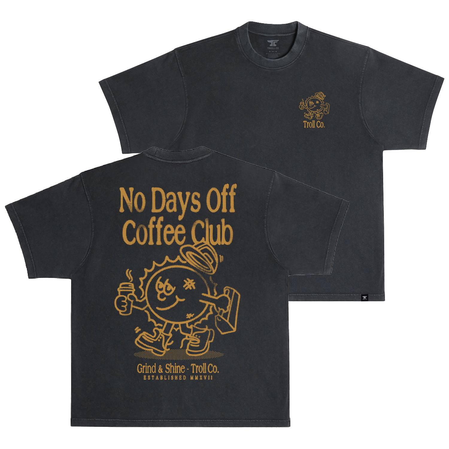 Men's Coffee Day Heavyweight Pigment Dye T-Shirt - Color: Black