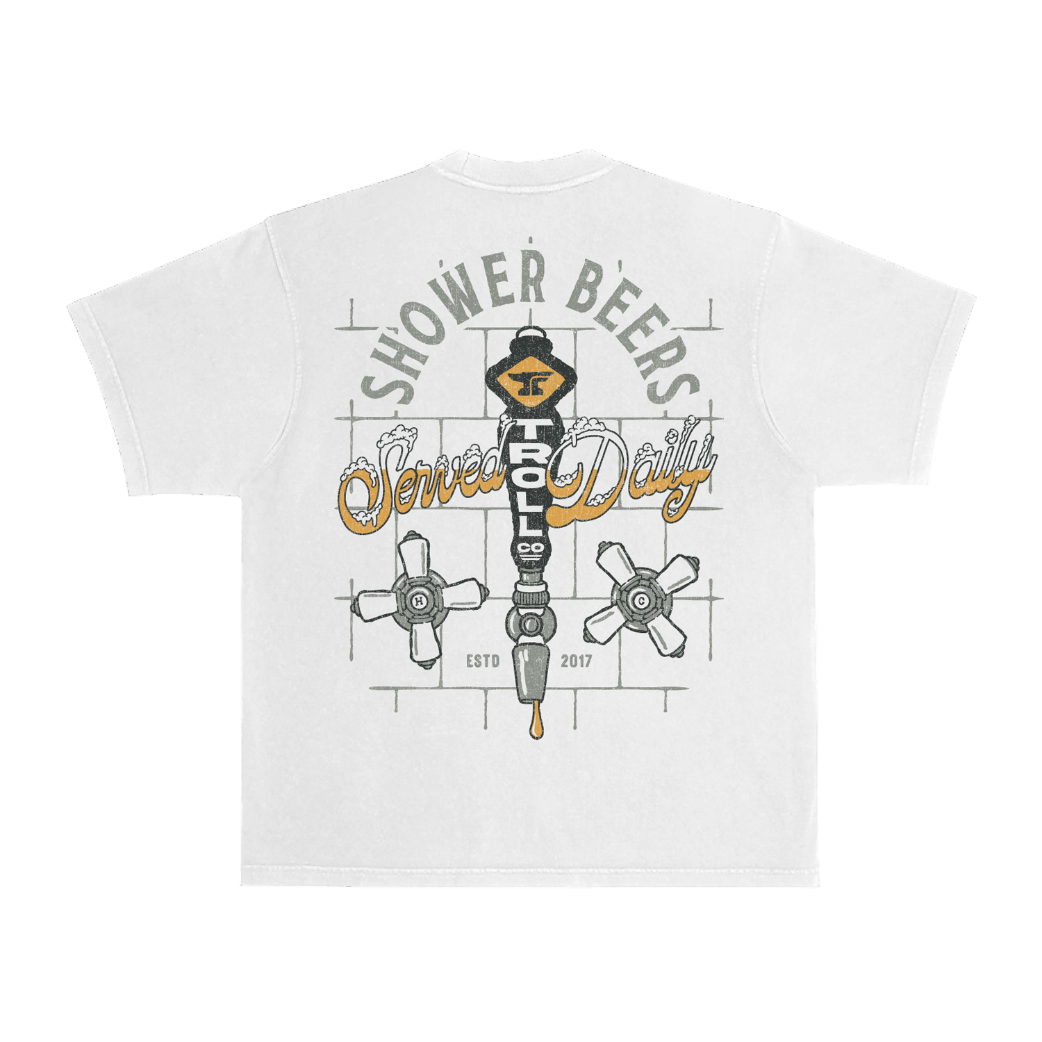 Men's Shower Beers Heavyweight Pigment Dye T-Shirt - Color: White