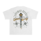 Men's Shower Beers Heavyweight Pigment Dye T-Shirt - Color: White