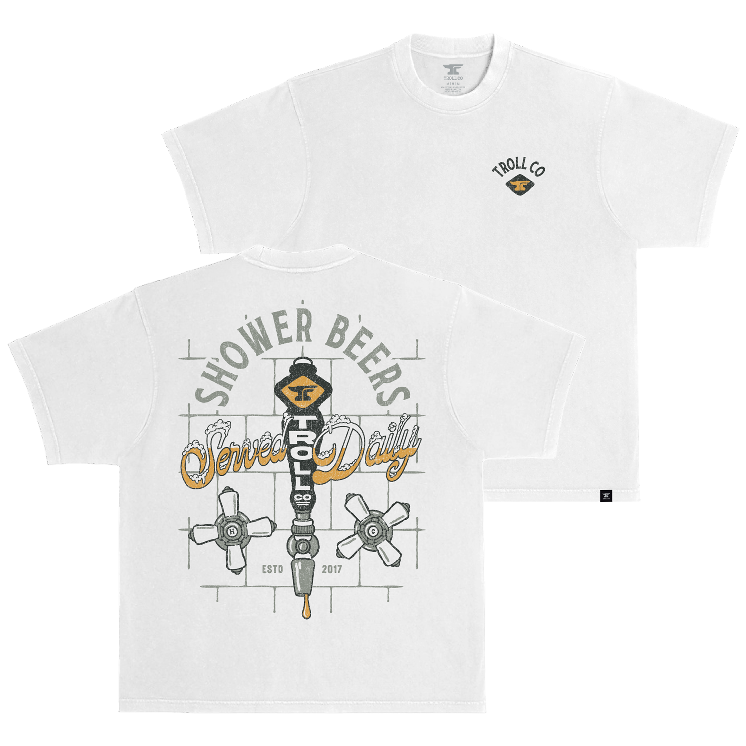 Men's Shower Beers Heavyweight Pigment Dye T-Shirt - Color: White