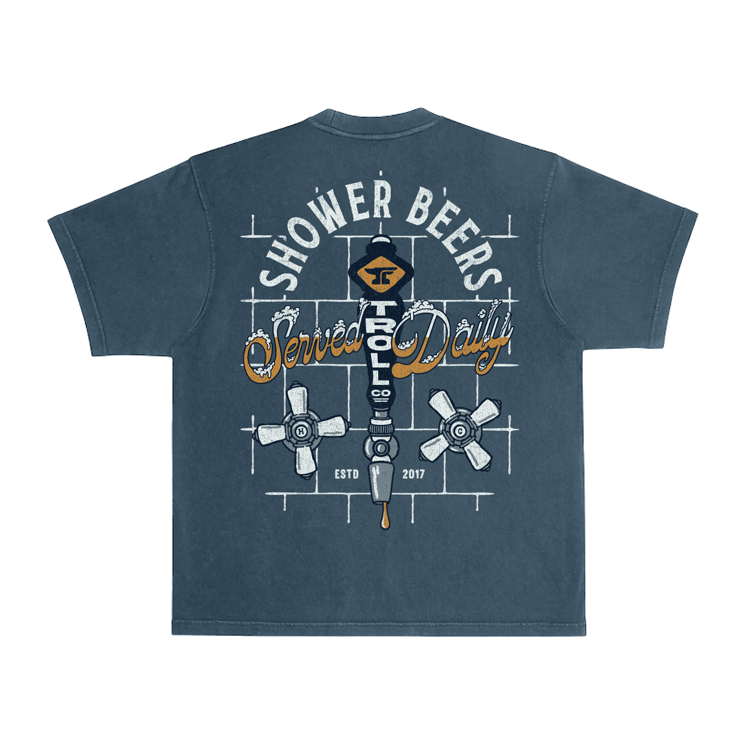 Men's Shower Beers Heavyweight Pigment Dye T-Shirt - Color: Midnight Navy