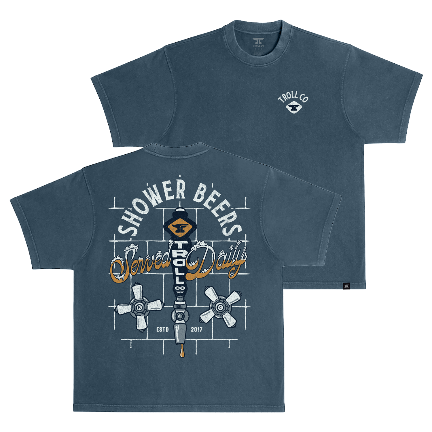 Men's Shower Beers Heavyweight Pigment Dye T-Shirt - Color: Midnight Navy