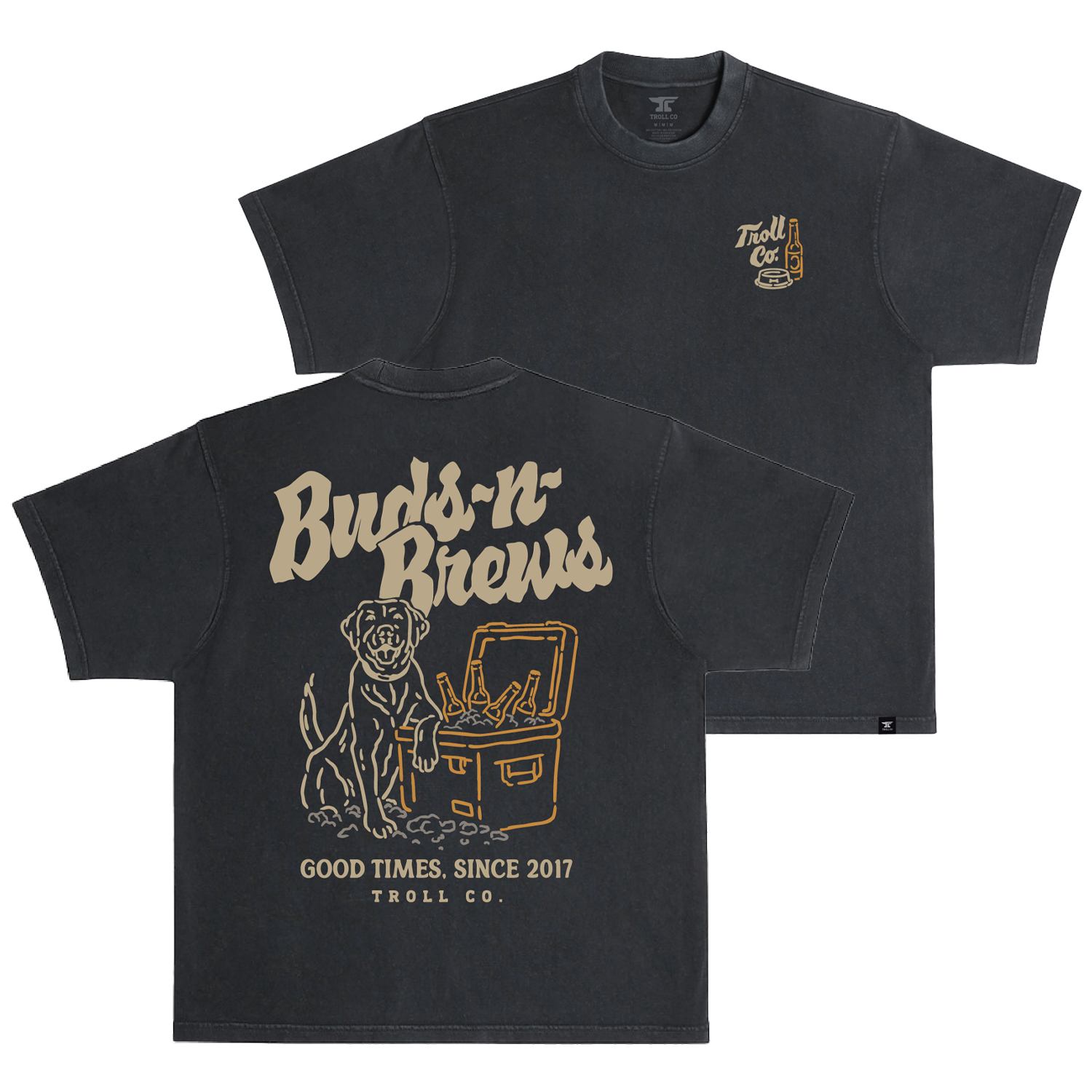 Men's Buds N Brews Heavyweight Pigment Dye T-Shirt - Color: Black