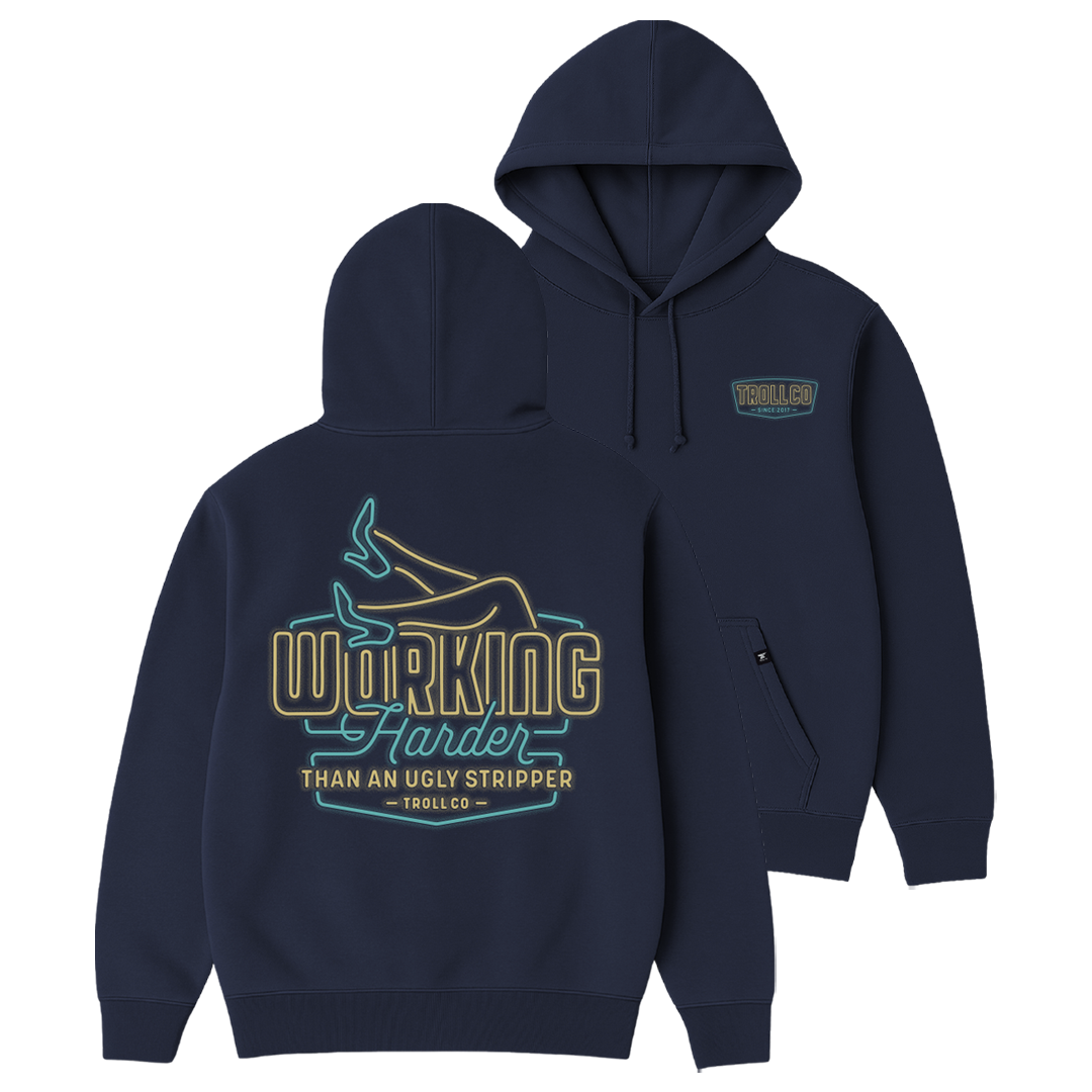 Men's WHUS Neon Hoodie - Color: Navy