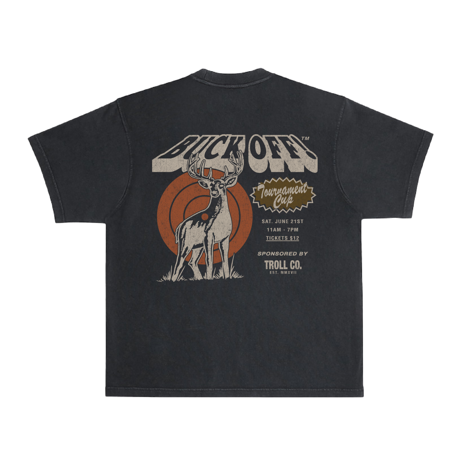 Men's Buck Off Heavyweight Pigment Dye T-Shirt - Color: Black