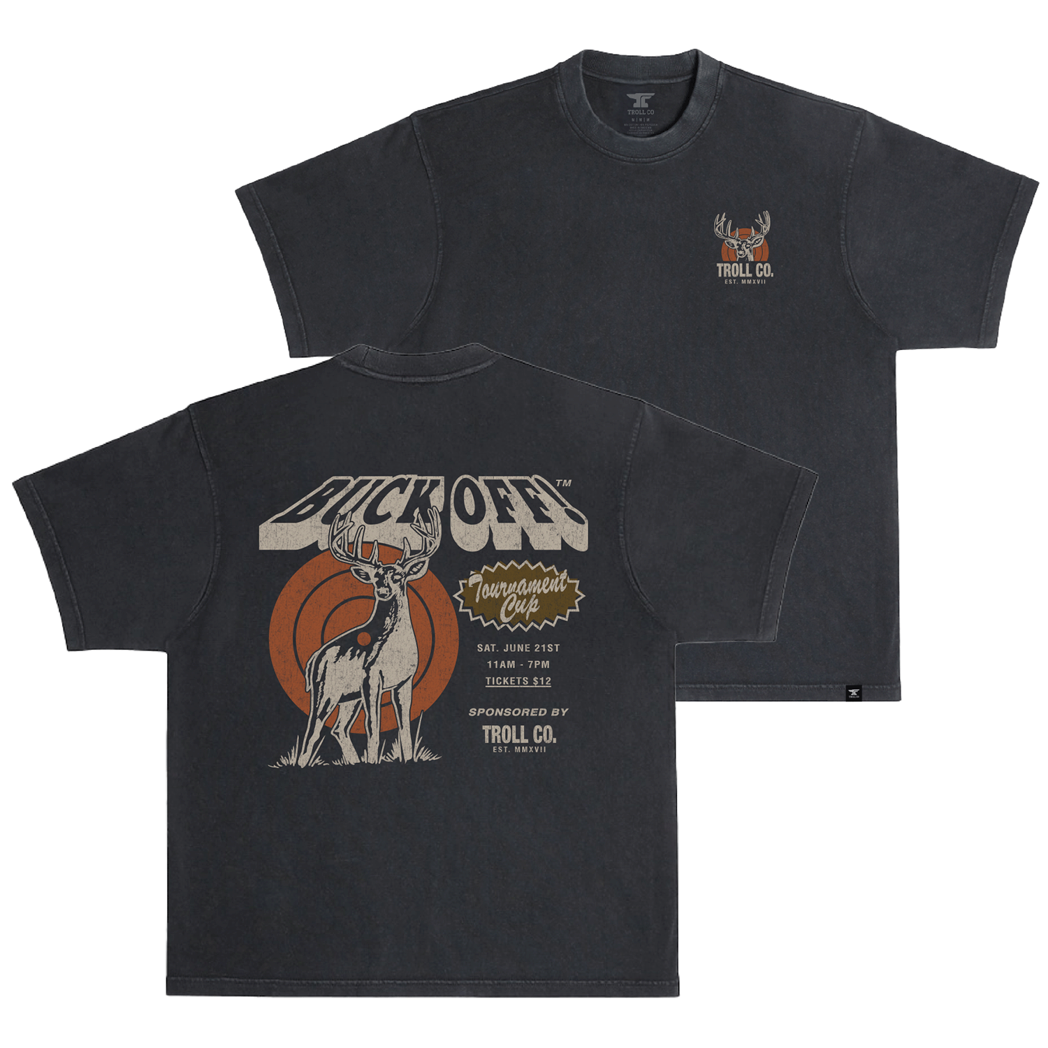 Men's Buck Off Heavyweight Pigment Dye T-Shirt - Color: Black