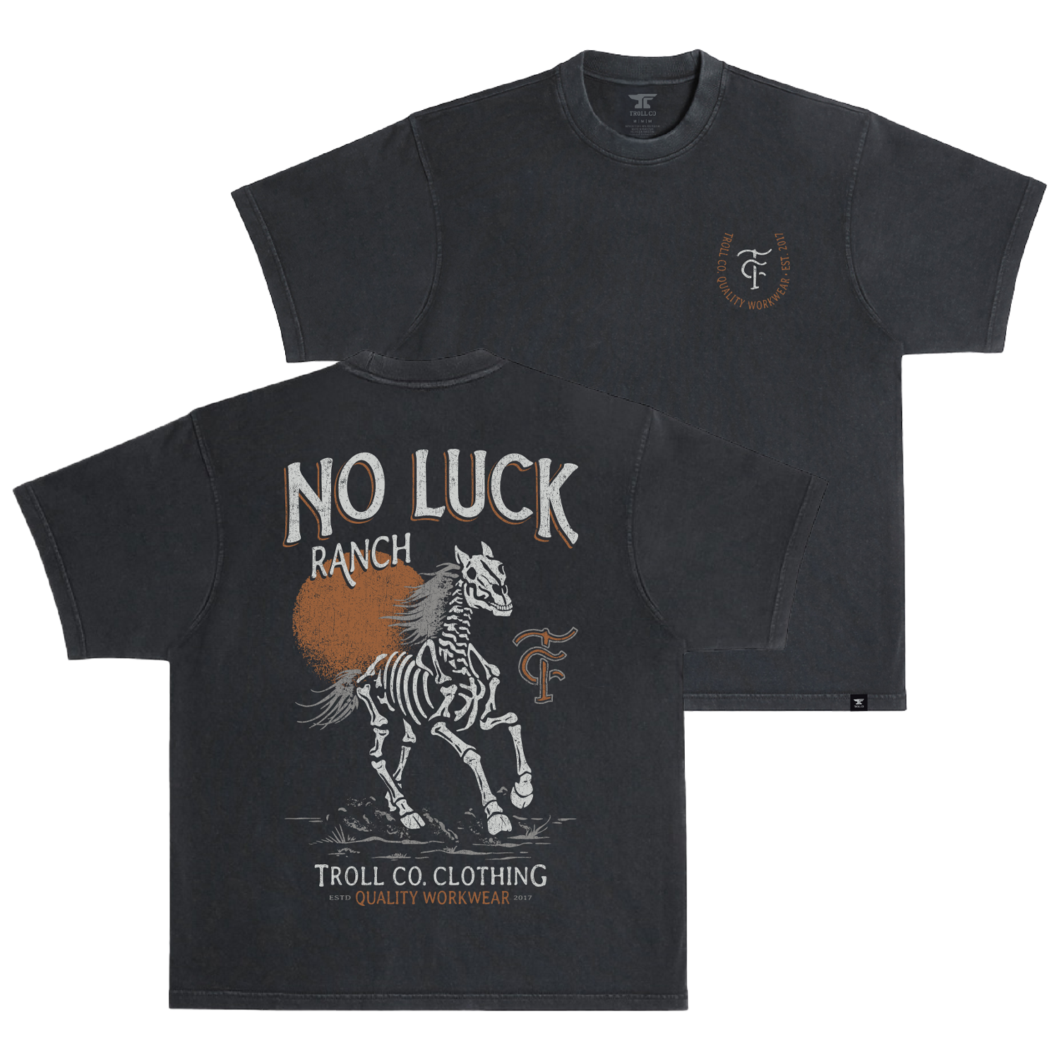 Men's No Luck Ranch Heavyweight Pigment Dye T-Shirt - Color: Black