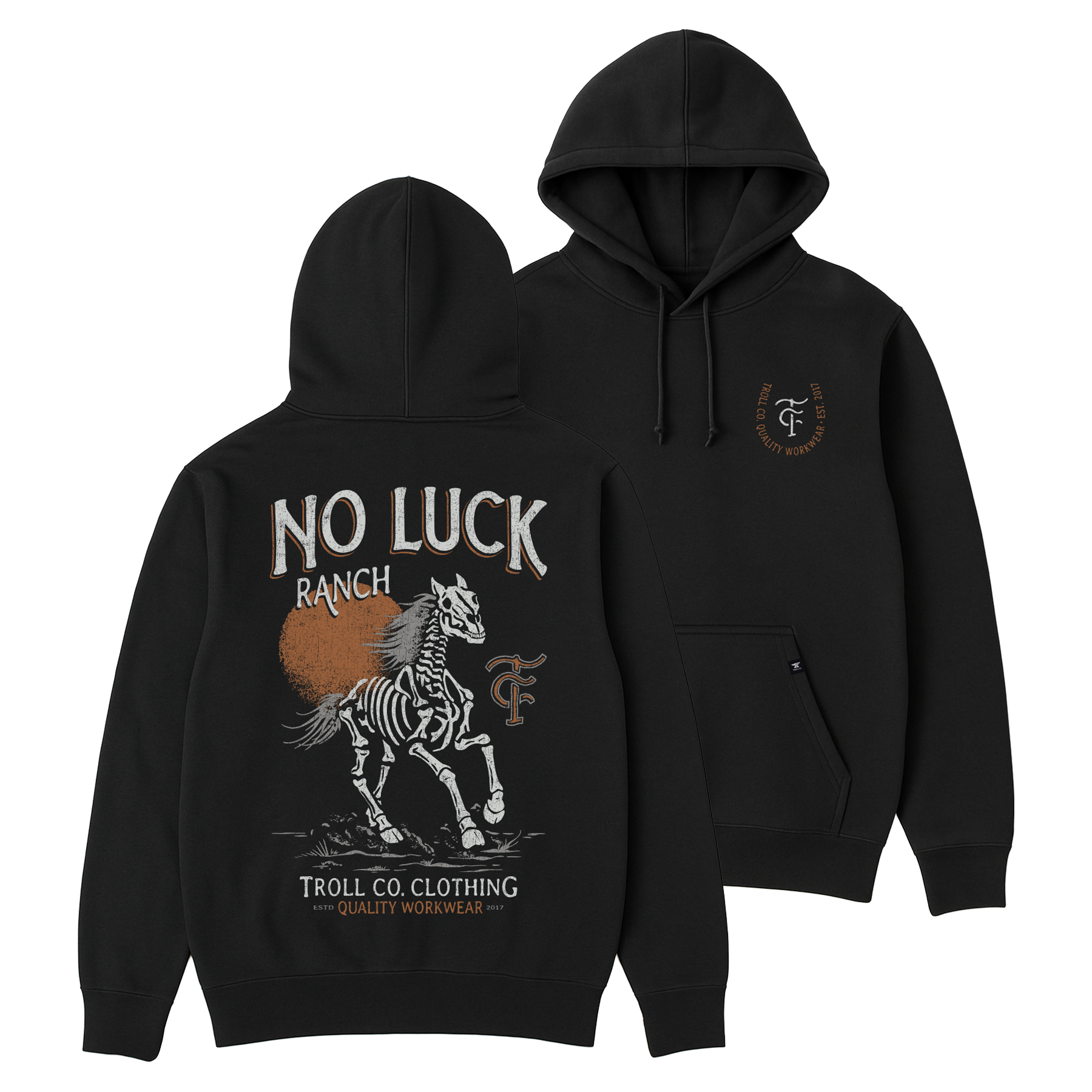 Men's No Luck Ranch Hoodie - Color: Black