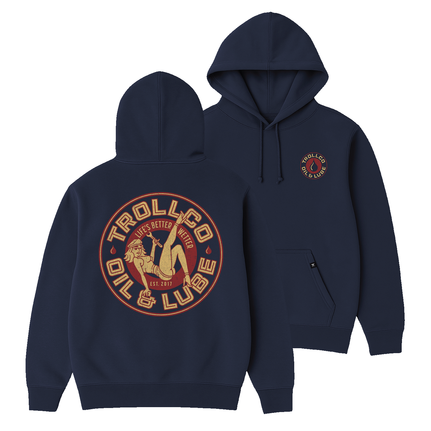 Men's Oil & Lube Garage Hoodie | Color: Navy